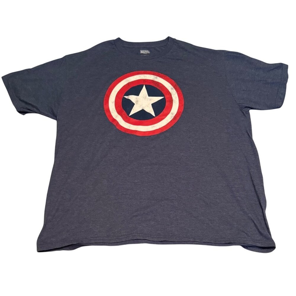 Marvel Captain America‎ Shield Graphic T-Shirt Size 2X Blue Superhero T-shirt